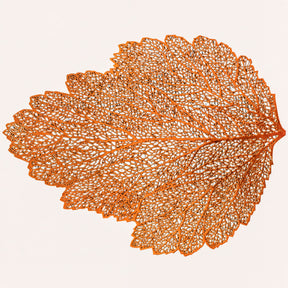 Set of six leaf cut out vinyl placemats from AMF023-ROSE GOLD, decorative and durable for dining table decor.