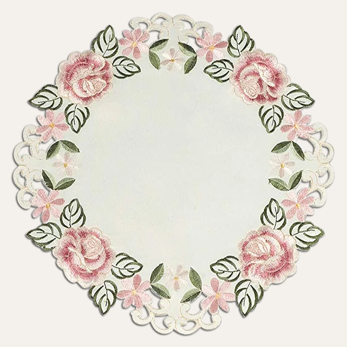 Round Linen Placemat Doilies - Set of 4