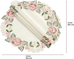 Round Linen Placemat Doilies - Set of 4 - Decozen