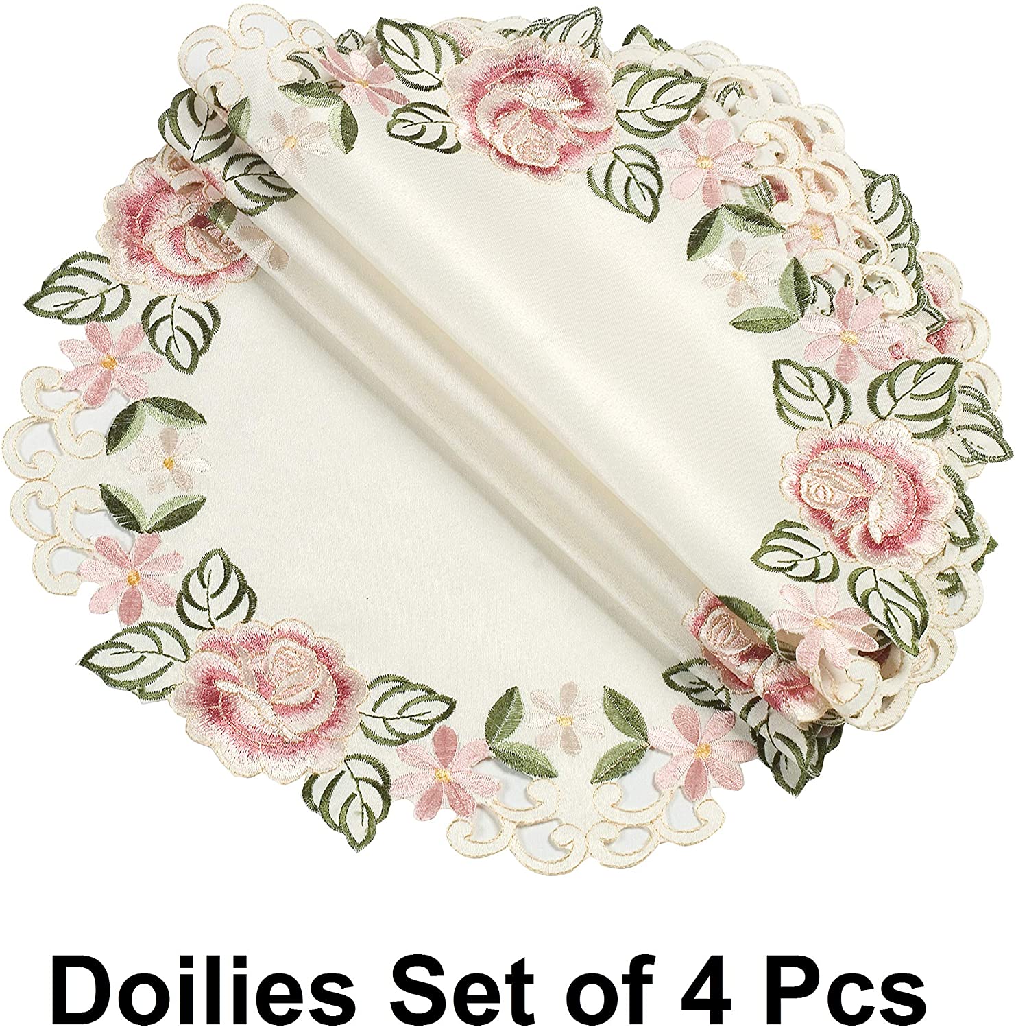 Round Linen Placemat Doilies - Set of 4 - Decozen