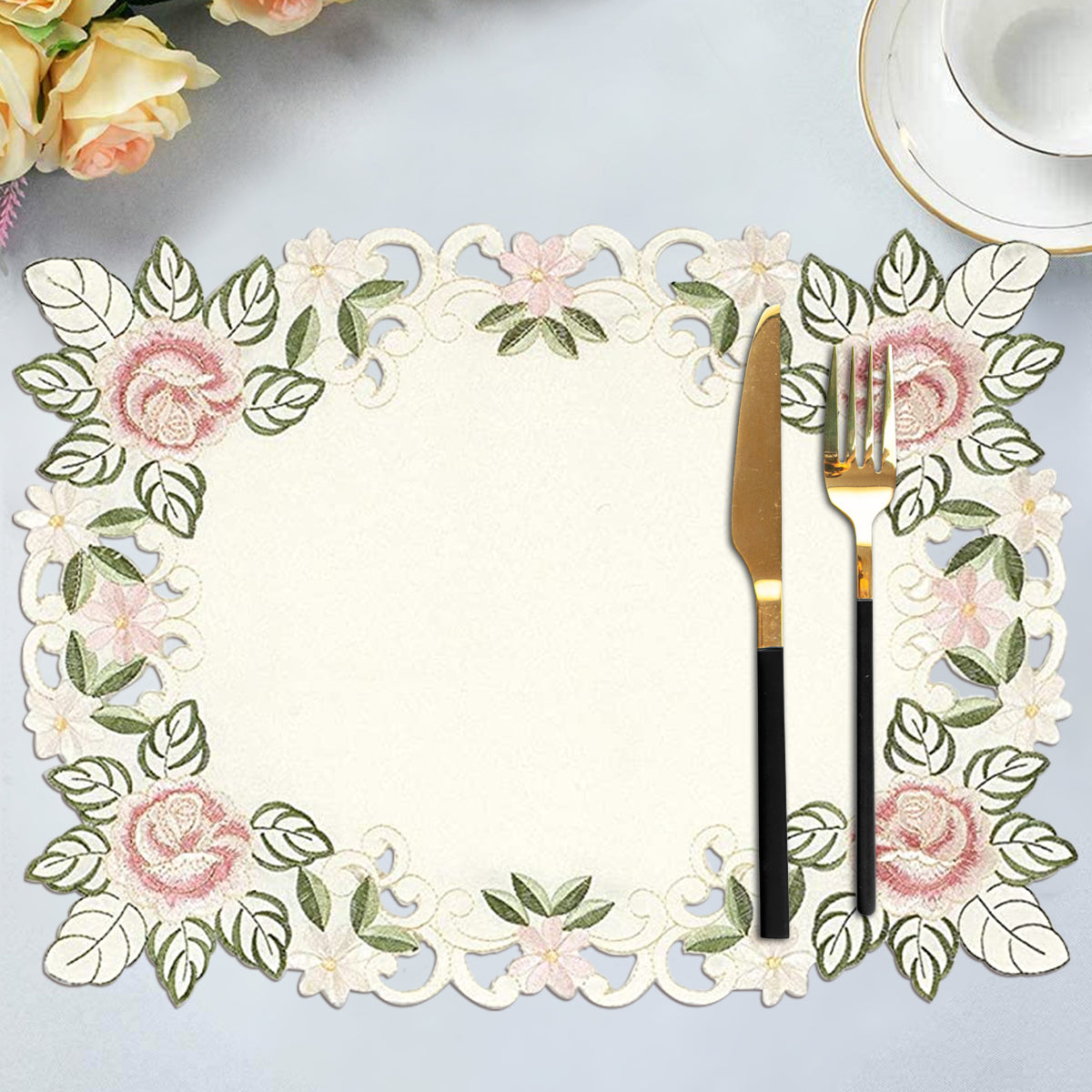 Placemats with European Embroidery - Set of 6