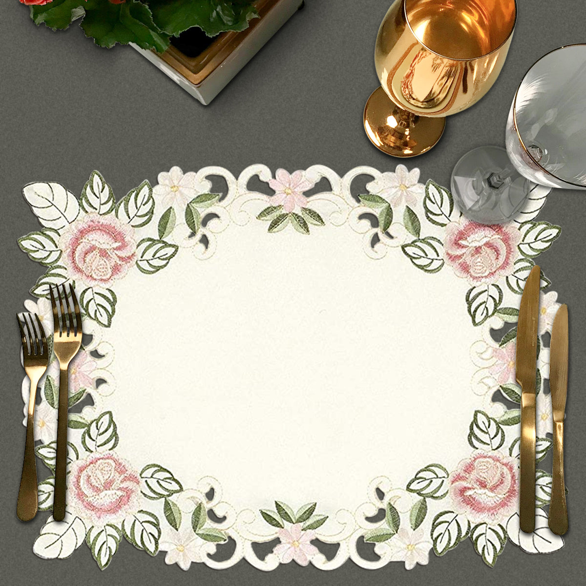 Placemats with European Embroidery - Set of 6