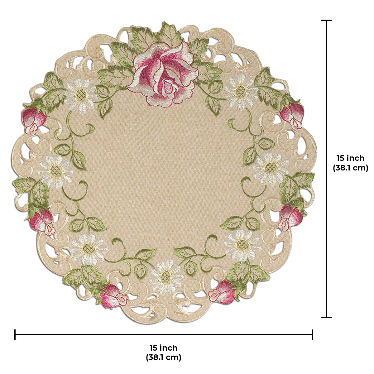 Round Linen Placemat Doilies - Set of 4