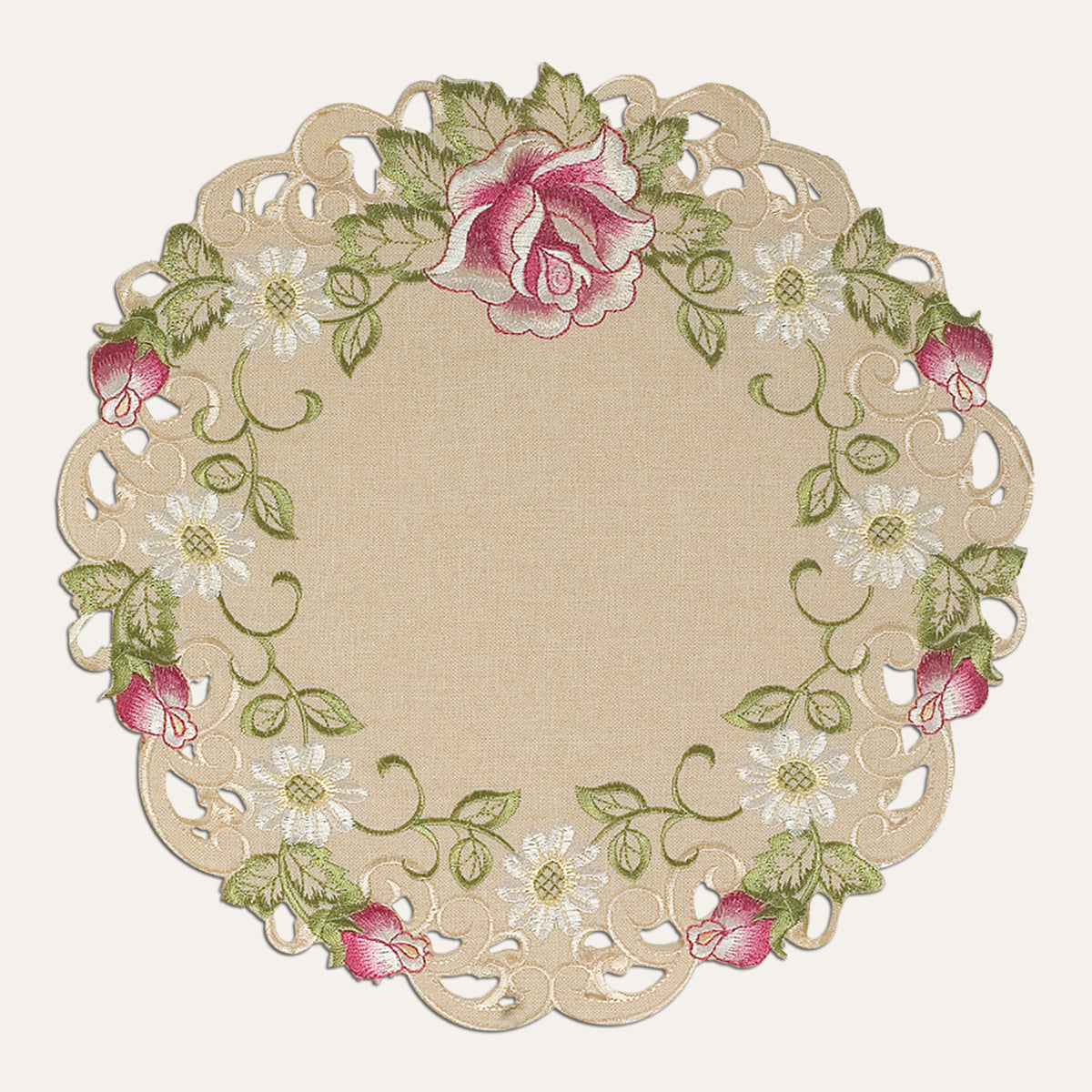 Round Linen Placemat Doilies - Set of 4