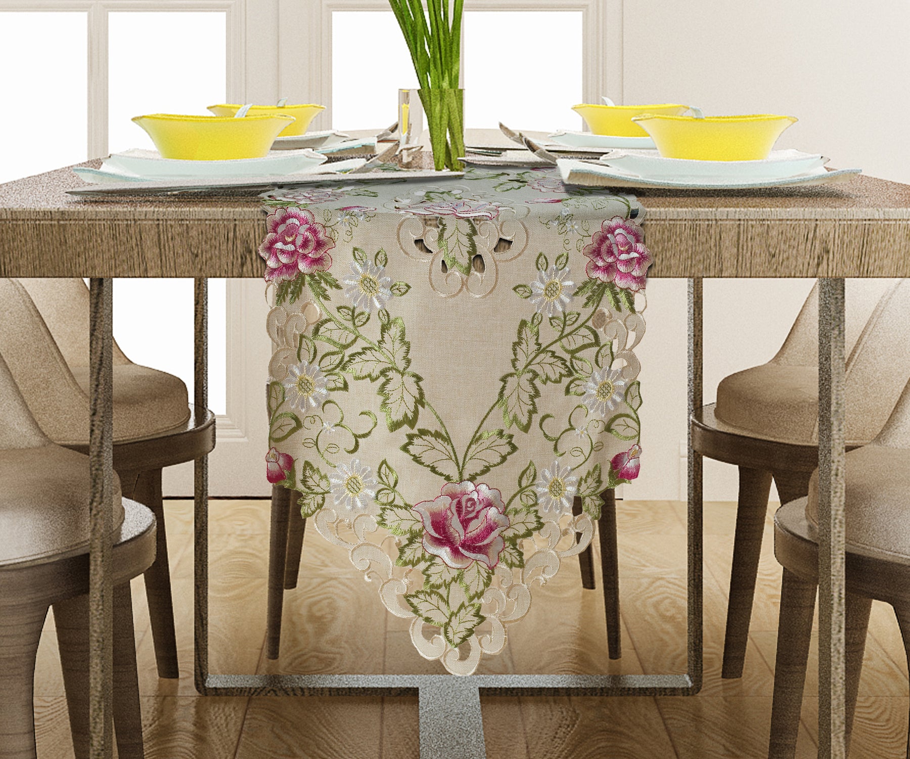 Table Runner with European Embroidery