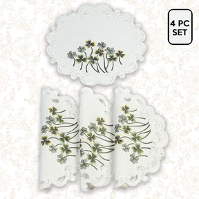 Ivory Round Lace Linen Doilies - The Clem Collection - Decozen