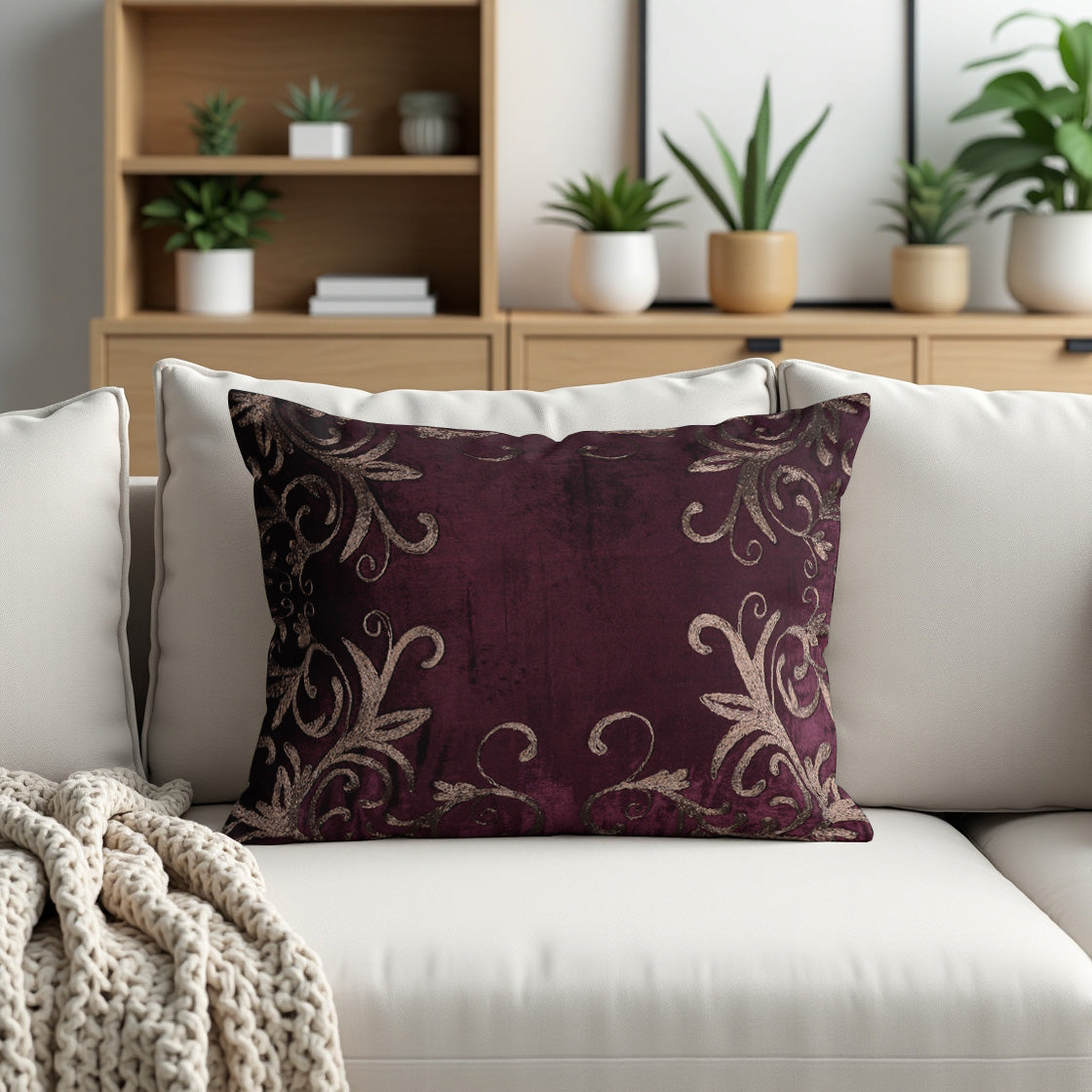Maroon Throw Pillow Covers - 14 x 20 inches - Decozen