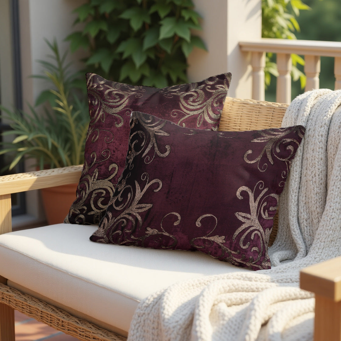 Maroon Throw Pillow Covers - 14 x 20 inches - Decozen