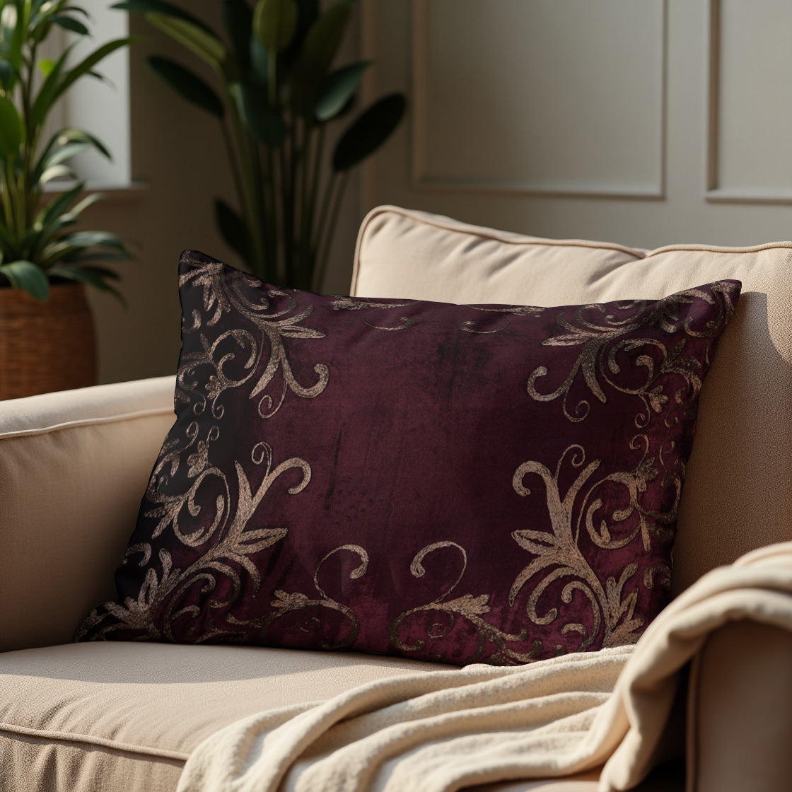 Maroon Throw Pillow Covers - 14 x 20 inches - Decozen