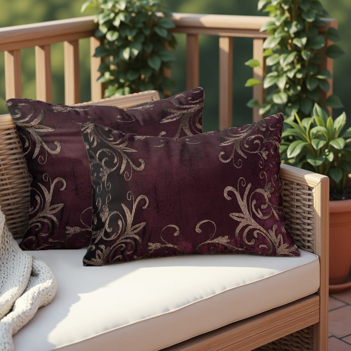 Maroon Throw Pillow Covers - 14 x 20 inches - Decozen