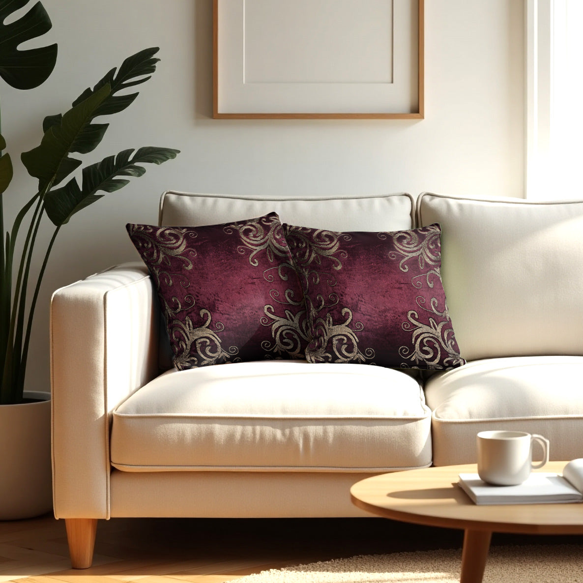 Maroon Throw Pillow Covers - 18 x 18 inches - Decozen