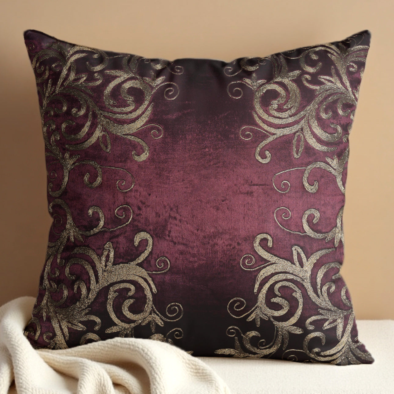 Maroon Throw Pillow Covers - 18 x 18 inches - Decozen