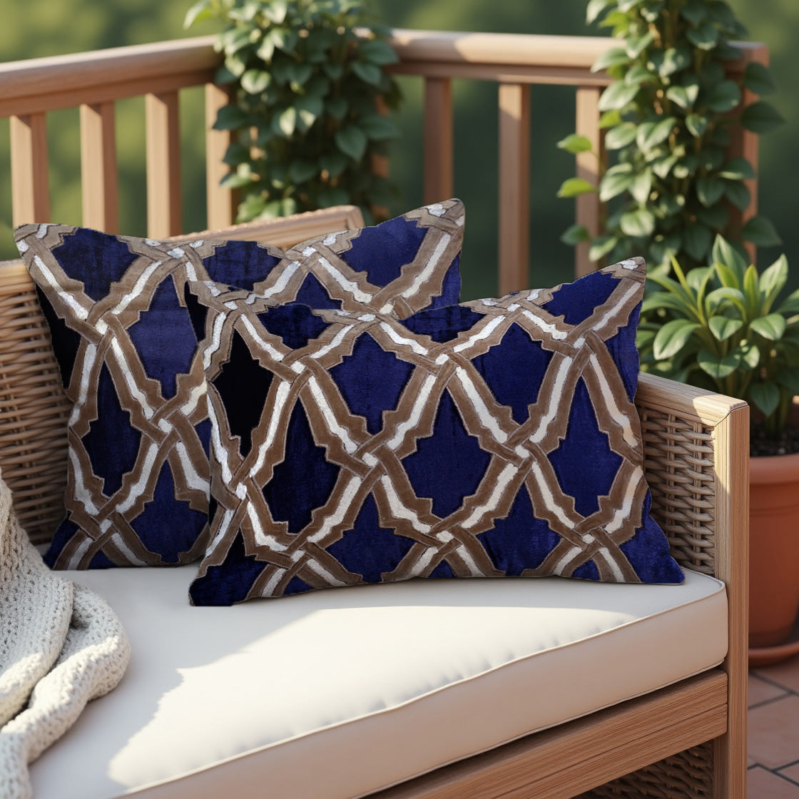 Navy Blue Throw Pillow Covers - 14 x 20 inches - Decozen