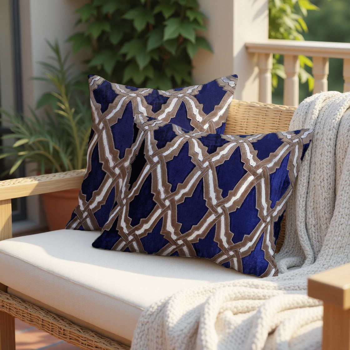 Navy Blue Throw Pillow Covers - 14 x 20 inches - Decozen