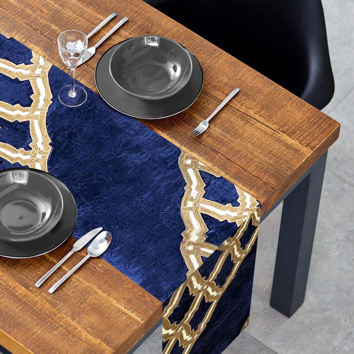 Embroidered decorative table runner with intricate floral patterns, designed to enhance dining table decor.