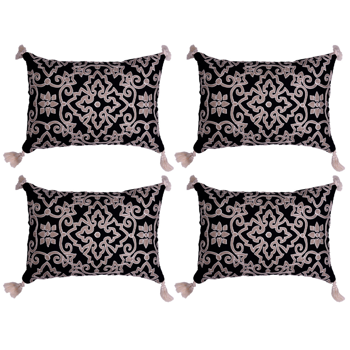 Black and Beige Throw Pillow Covers - Set of 2 and 4, 18 x 18 inches - Decozen