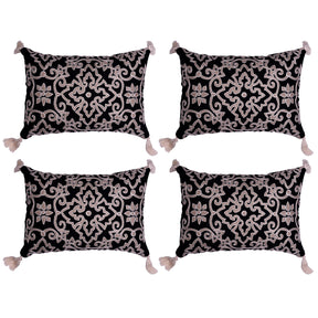 Black and Beige Throw Pillow Covers - Set of 2 and 4, 18 x 18 inches - Decozen