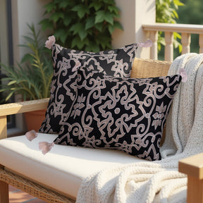 Black and Beige Throw Pillow Covers - Set of 2 and 4, 18 x 18 inches - Decozen