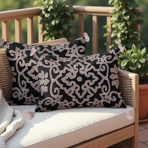 Black and Beige Throw Pillow Covers - Set of 2 and 4, 18 x 18 inches - Decozen