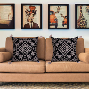 Black and Beige Throw Pillow Covers - Set of 2 and 4, 18 x 18 inches - Decozen