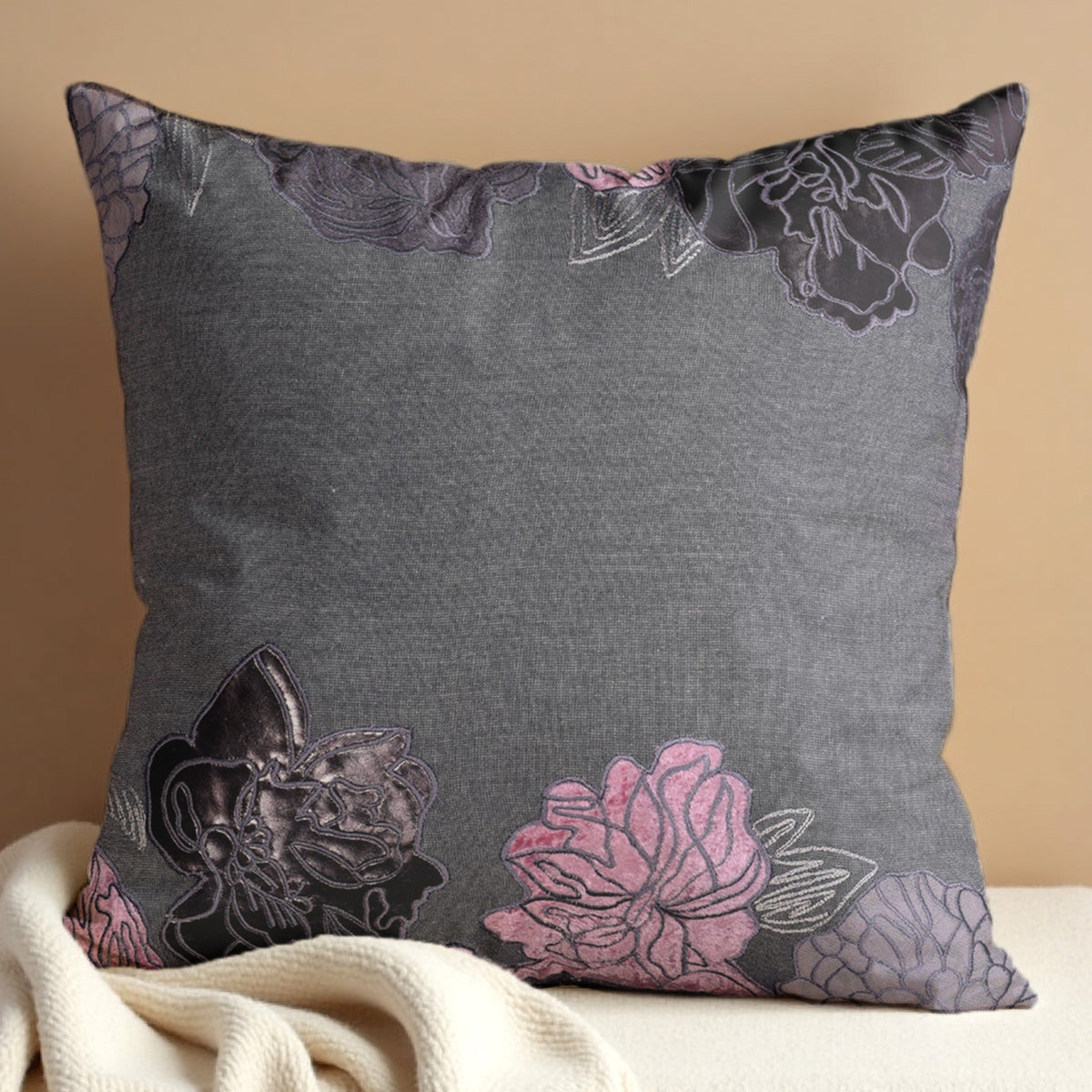 Gray Throw Pillow Covers - Set of 2 and 4, 18 x 18 inches