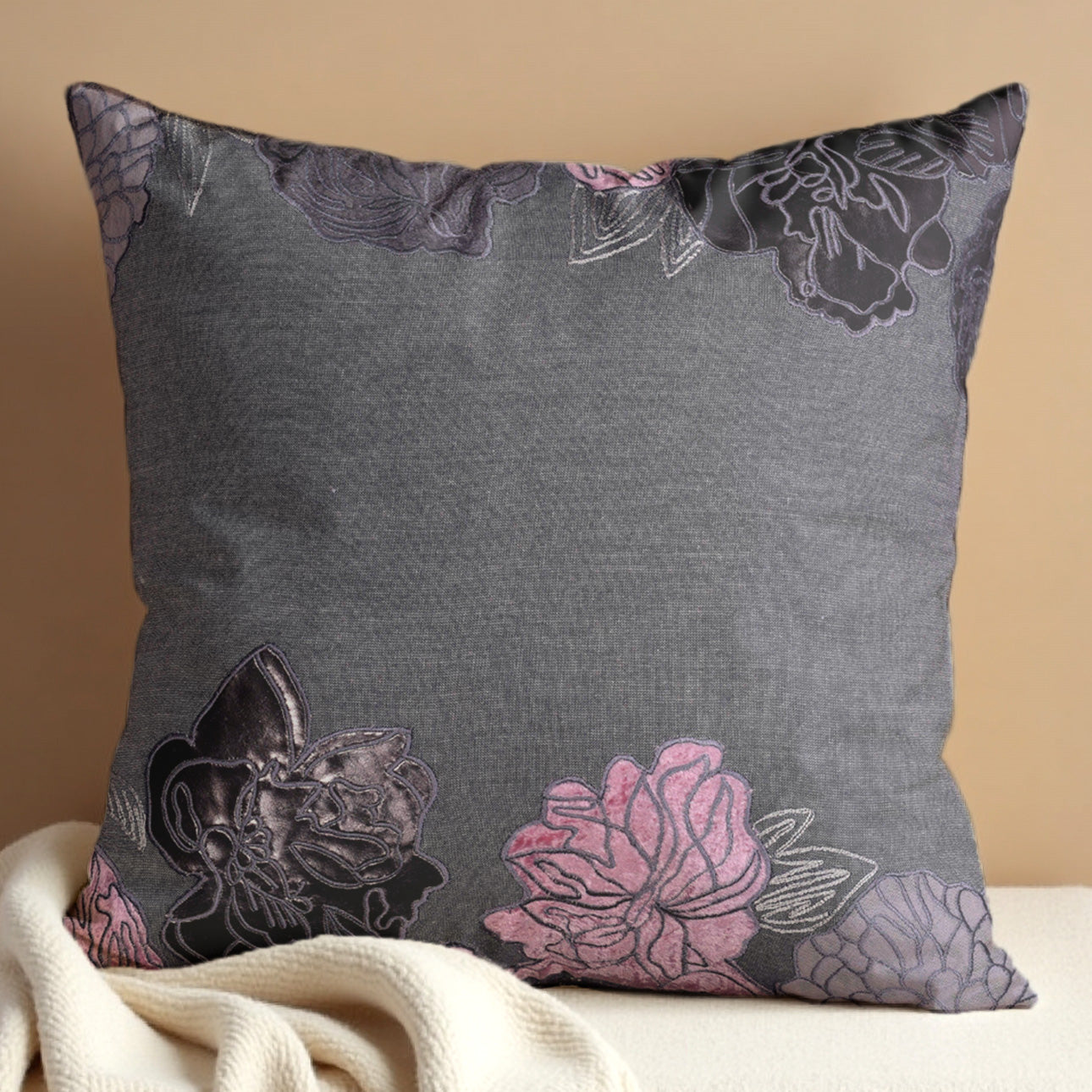 Gray Throw Pillow Covers - Set of 2 and 4, 18 x 18 inches