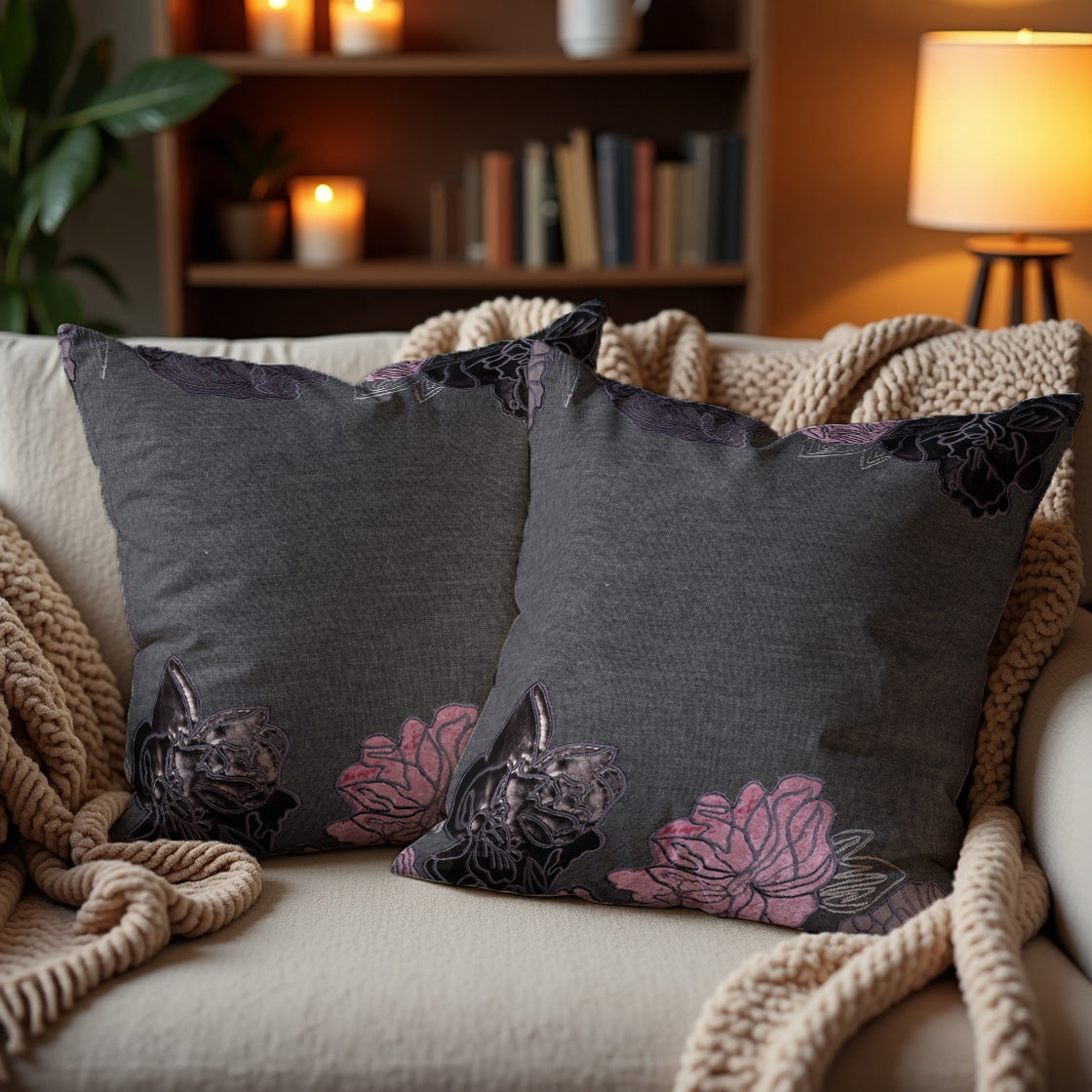 Gray Throw Pillow Covers - Set of 2 and 4, 18 x 18 inches