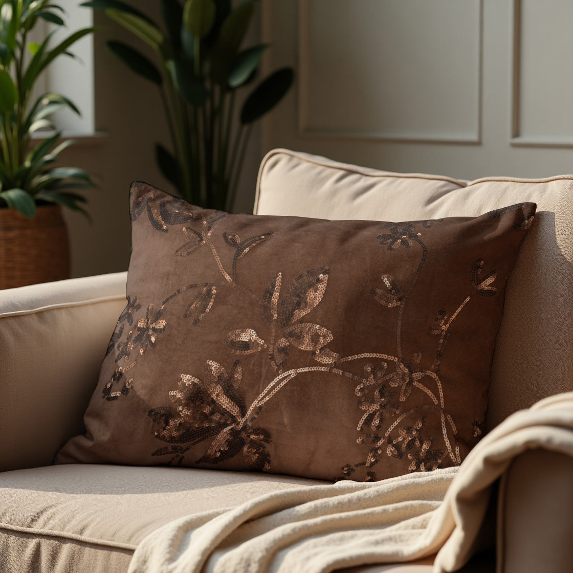 Set of 2 and 4 brown throw pillow covers, 14 x 20 inches, from CU6509-35-4, perfect for living room or bedroom decor.