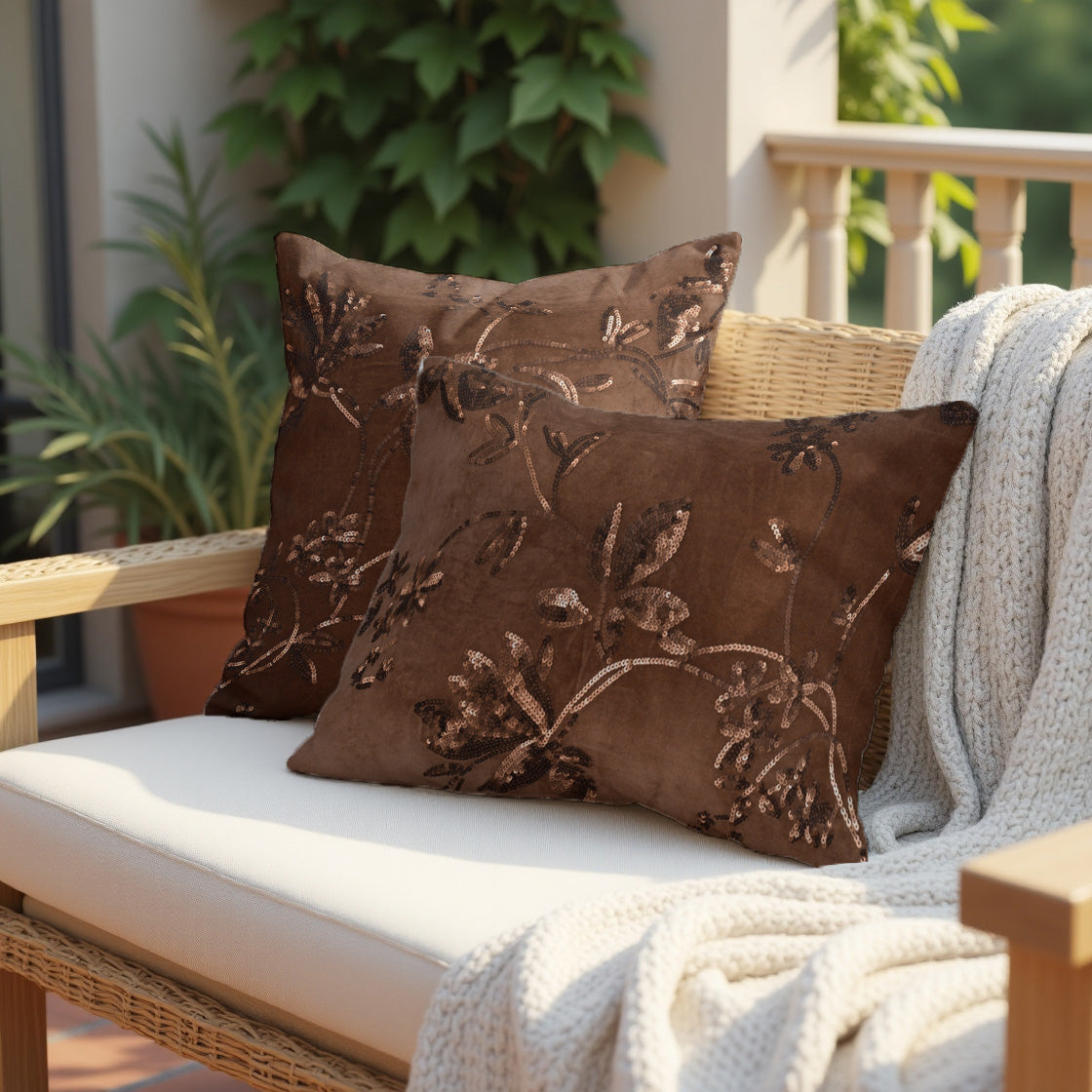 Brown throw pillow covers by CU6509-35-4, set of 2 or 4, 14 x 20 inches, featuring soft fabric and simple design for home decor.