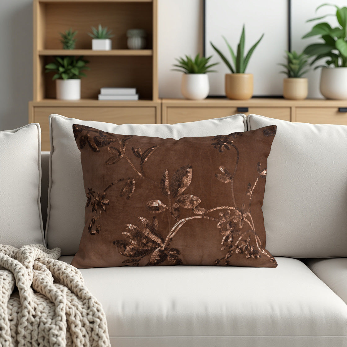 Set of 2 or 4 brown throw pillow covers, 14 x 20 inches, made by CU6509-35-4, perfect for home decor.