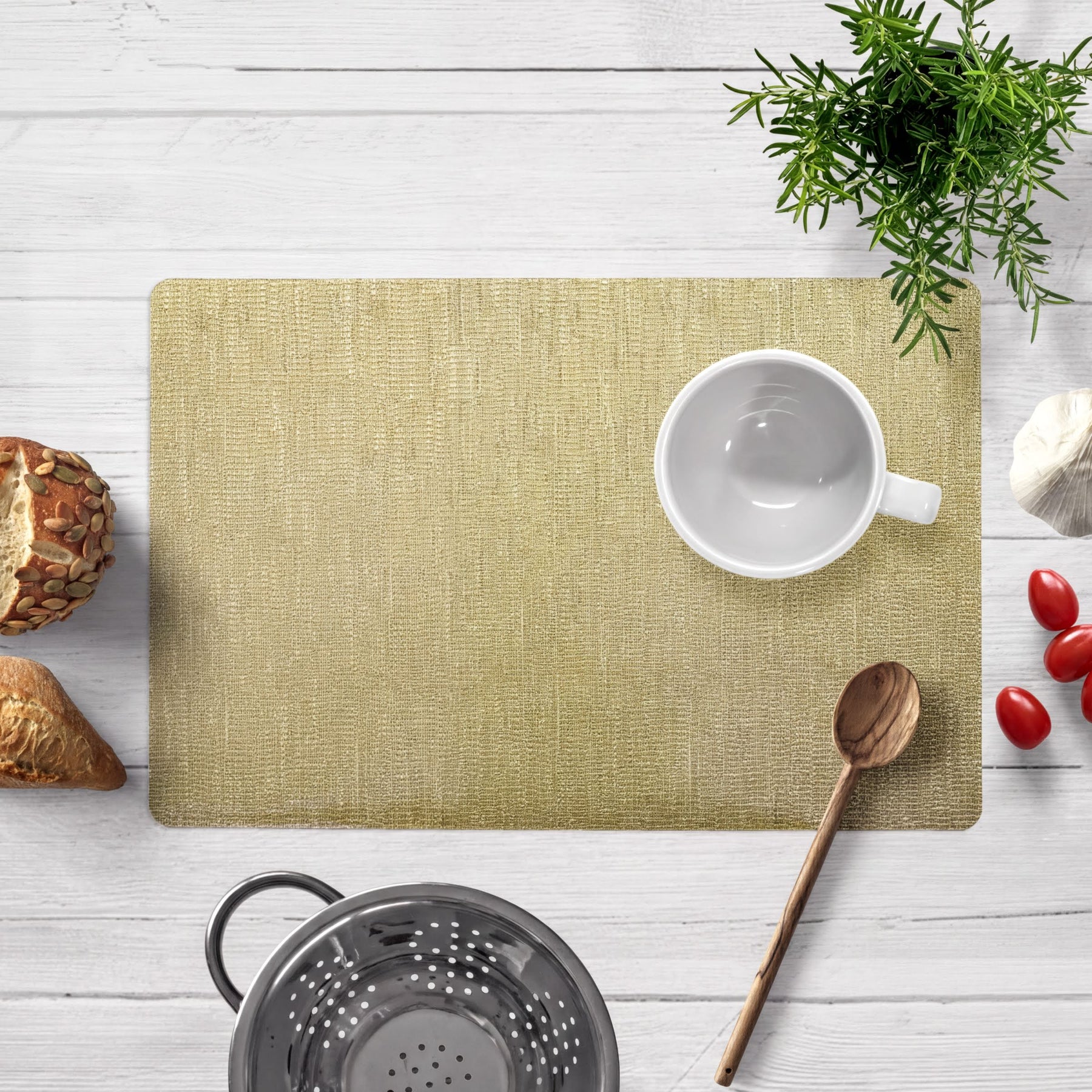 Set of 8 woven PVC placemats by TH1900601, durable and stylish for dining tables, featuring a textured woven design.