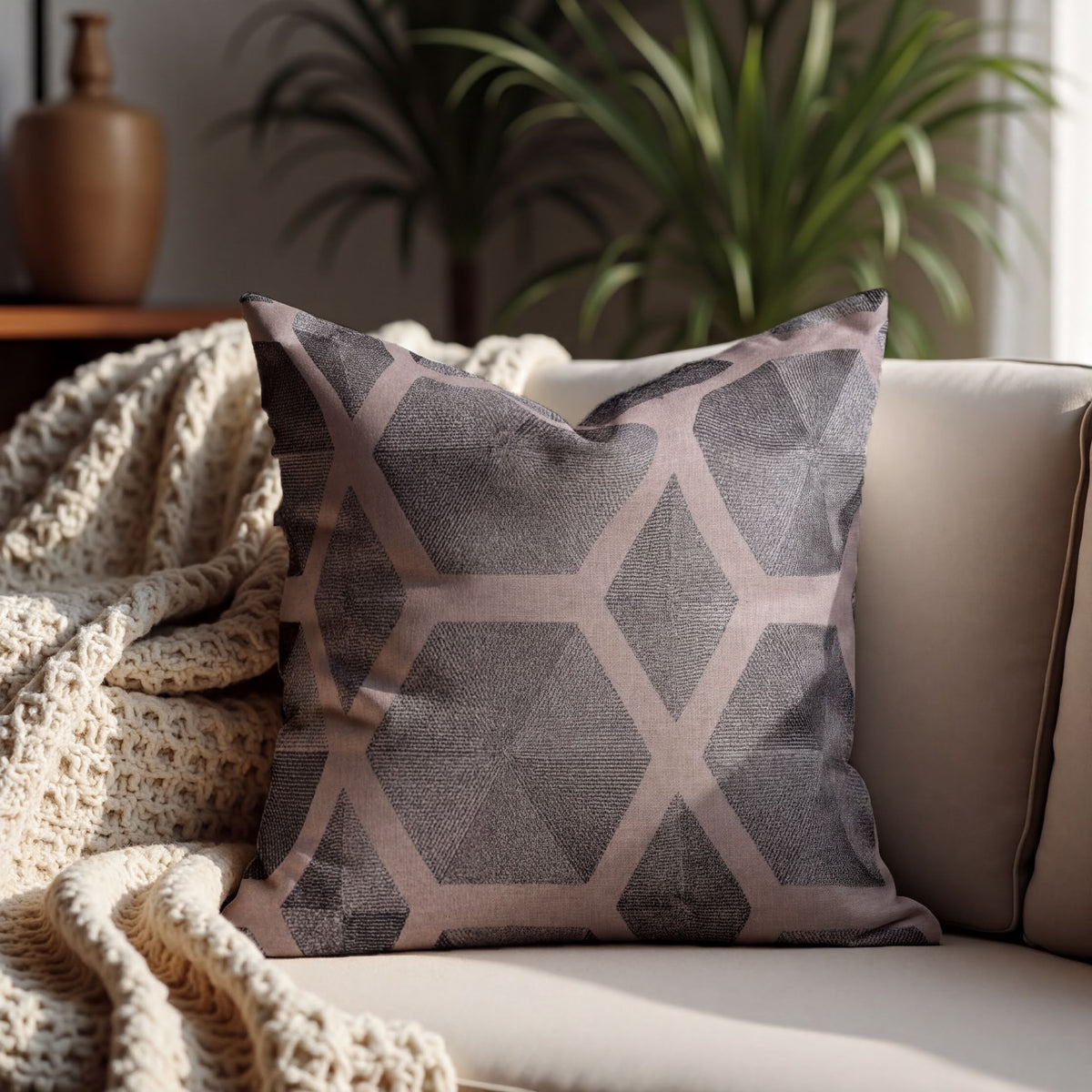 Brown throw pillow cover from #019, 20x20 inches, soft fabric, with a simple, stylish design for home decor.