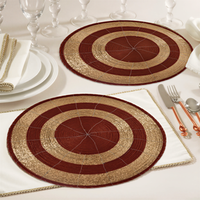 Set of four Decozen Aidden Bloom beaded placemats featuring intricate beaded designs for decorative dining table décor, 14 inches.