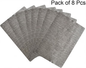 Set of 4 or 8 woven PVC placemats in gold and brown, durable TB08962 PVC placemats for dining table decoration.