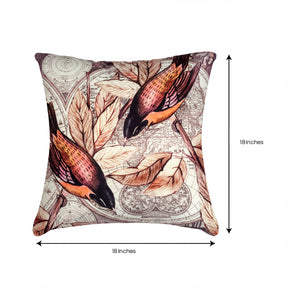 Set of four LD20180010170-4 Birds printed throw pillow covers with colorful bird design on fabric, decorative home accent cushions.
