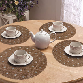 Set of two Clement Meadow beaded placemats from the Clement Collection, embroidered decorative dining table décor, 14-inch size.