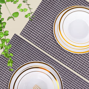 Set of four PVC placemats for dining table by 44334, featuring durable, waterproof material with stylish design.