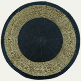 Set of 8 Midnight Dusk beaded placemats by BD 036 043, round dark blue and gold table mats, 14 inches, heat-resistant and durable.