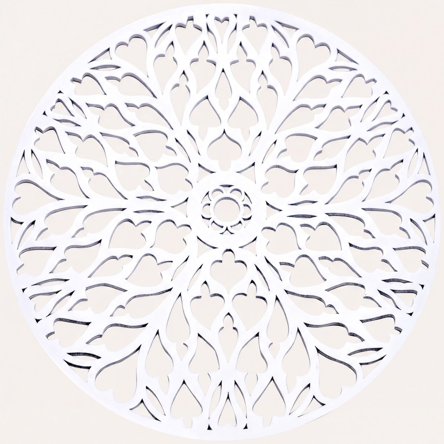 Set of two white wooden trivet placemats from AFM066-WHITE for protecting dining tables during meals.