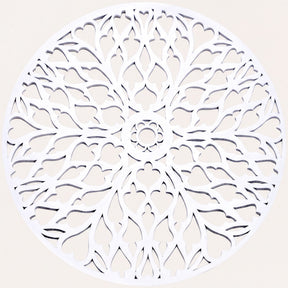 Set of two white wooden trivet placemats from AFM066-WHITE for protecting dining tables during meals.