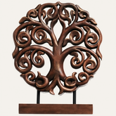Medium Berton Tree of Life wooden sculpture by Decozen Luxe, showcasing intricate handcrafted wooden decorative art.