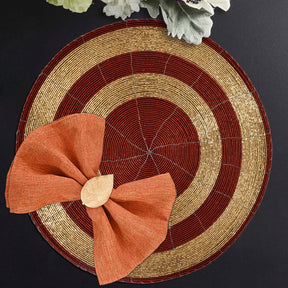 Aidden Bloom – Beaded Placemats, The Aidden Collection Artistic Decorative Dining Table Décor 14 inch - Decozen