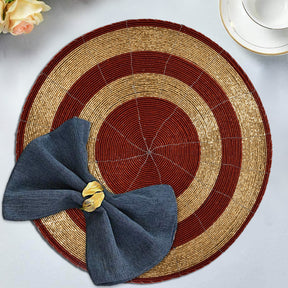 Aidden Bloom – Beaded Placemats, The Aidden Collection Artistic Decorative Dining Table Décor 14 inch - Decozen