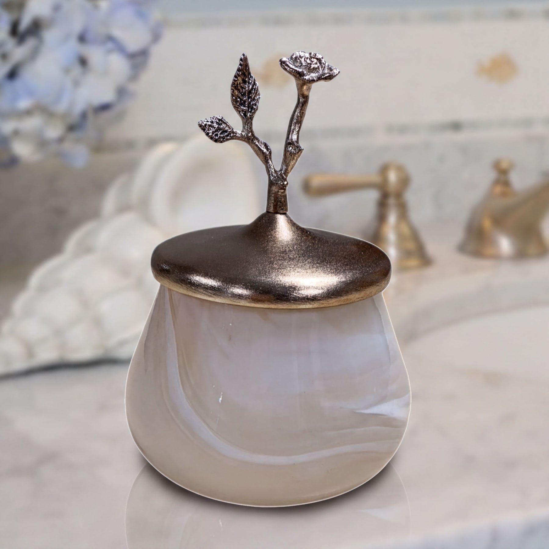 Elegant cotton ball containers from BD-Jar's Arabesque collection, designed as stylish bath décor accessories.
