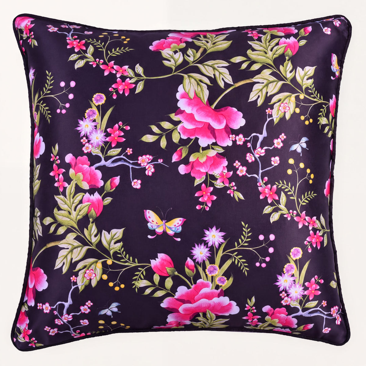 Floral printed throw pillow cover, 20x20 inches, decorative pillow case from CC-9702-A-4 with vibrant floral design.