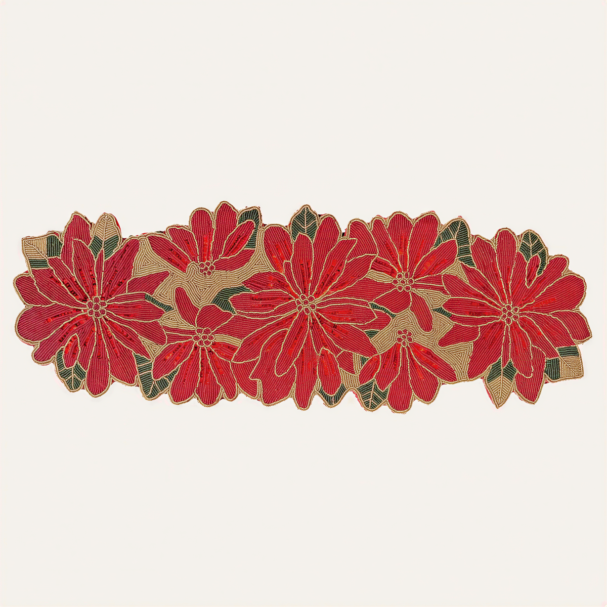 Crimson Cheer embroidered beaded placemat, luxurious 14-inch festive decorative table accent, from PM CM20-1.