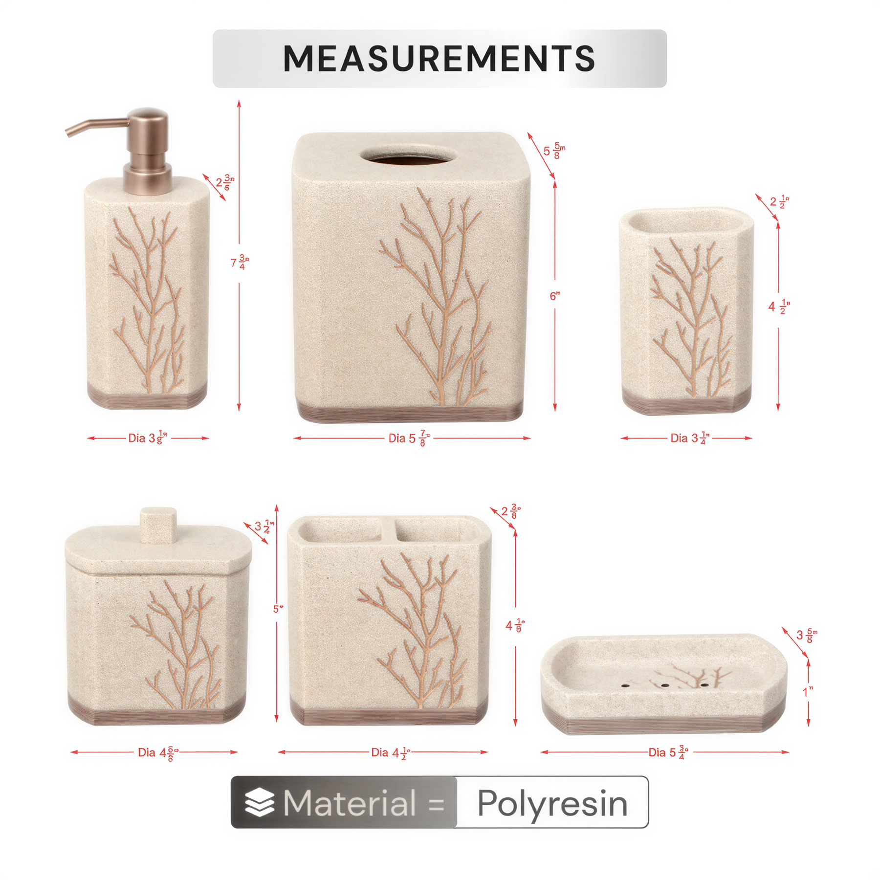 Set of six modern bathroom décor accessories from The Kent Essence Collection, featuring sleek design and stylish accents.