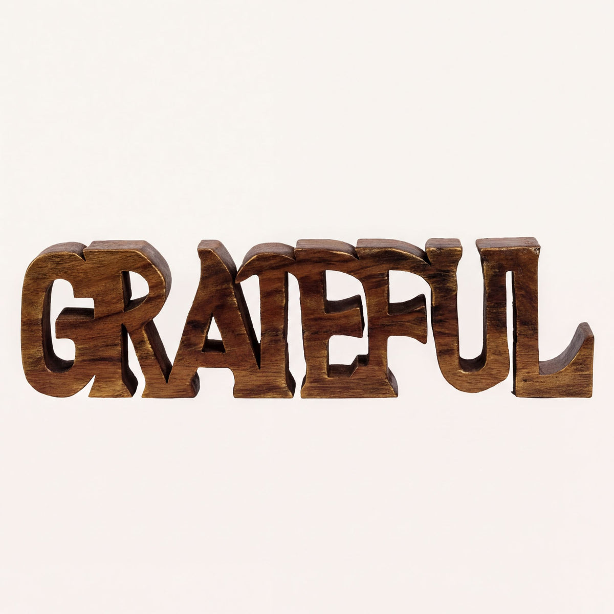 Hand-carved wooden sculpture titled Gratitude Bloom, elegant decorative wooden décor piece for home display by PAT017.