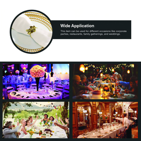 Set of four gold bee design napkin rings, decorative table accessories in a stylish and elegant design.