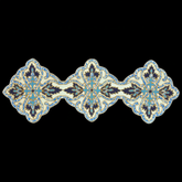 Beaded blue and white table runner, 54 x 13 inches, with intricate bead detailing, perfect for decorative table settings.